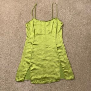 Urban Outfitters satin green slip dress